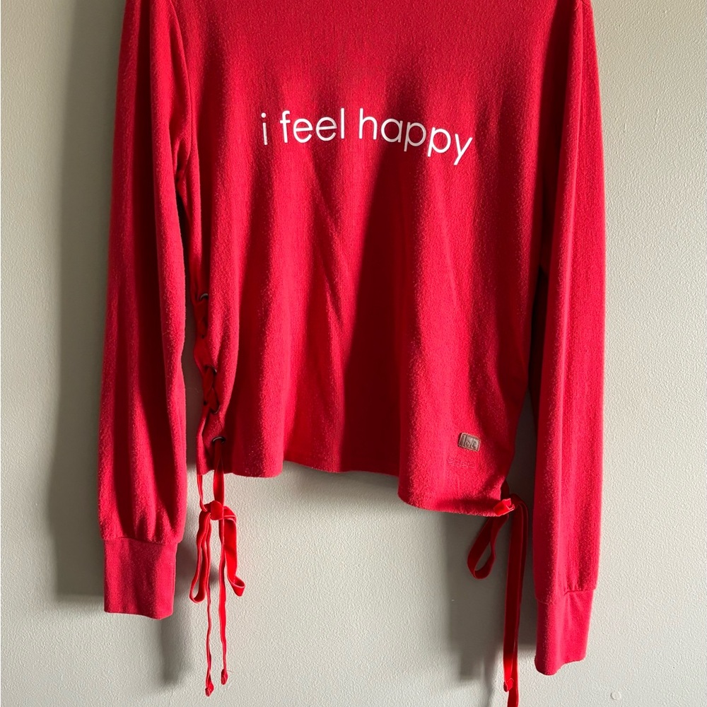 Live in Love by Peace Love World “I Feel Happy” sweatshirt
